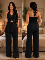 Ensemble Gilet Sans Manches & Pantalon Taille Haute Élégant