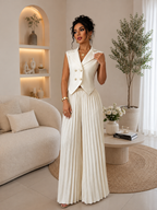 Ensemble femme chic 2 pièces – Gilet sans manches & pantalon plissé