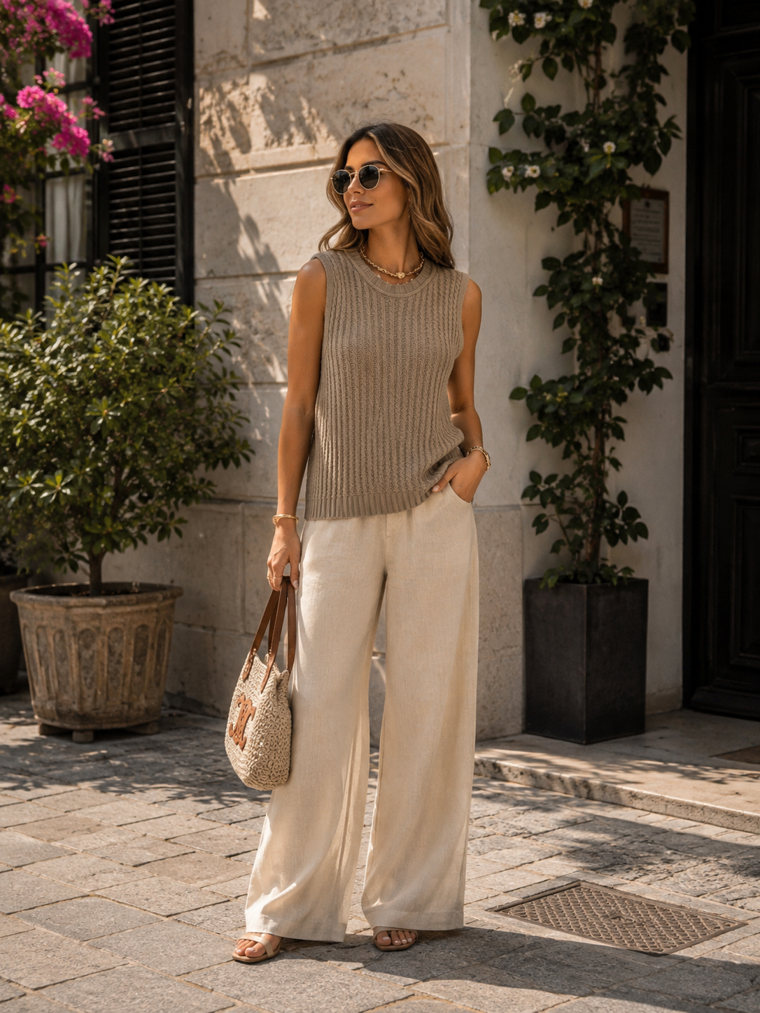Pull Débardeur Femme en Maille Douce