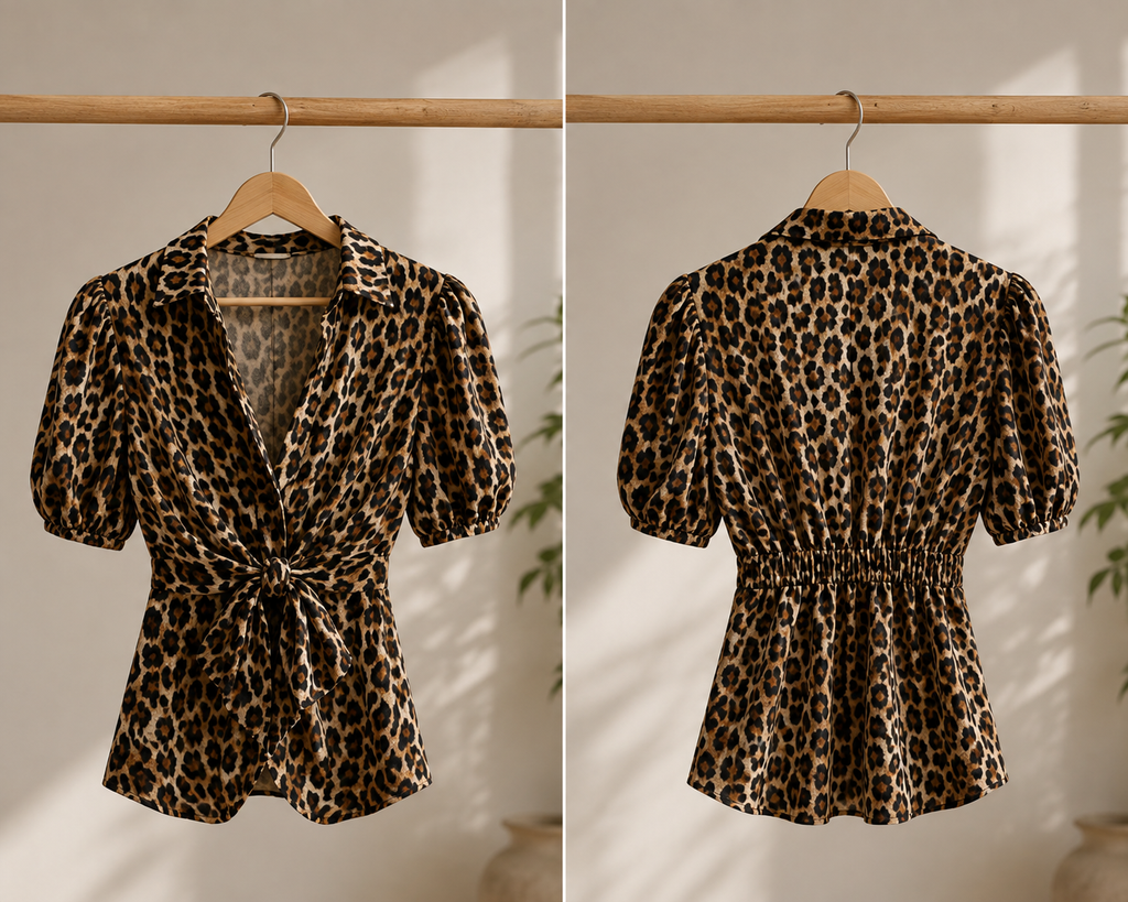 Chemisier léopard à manches courtes – Chic & tendance