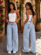 Jean Femme Taille Haute – Coupe Large & Décontractée