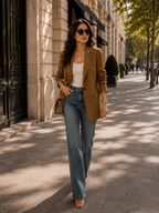 Blazer fendu élégant avec épaulettes