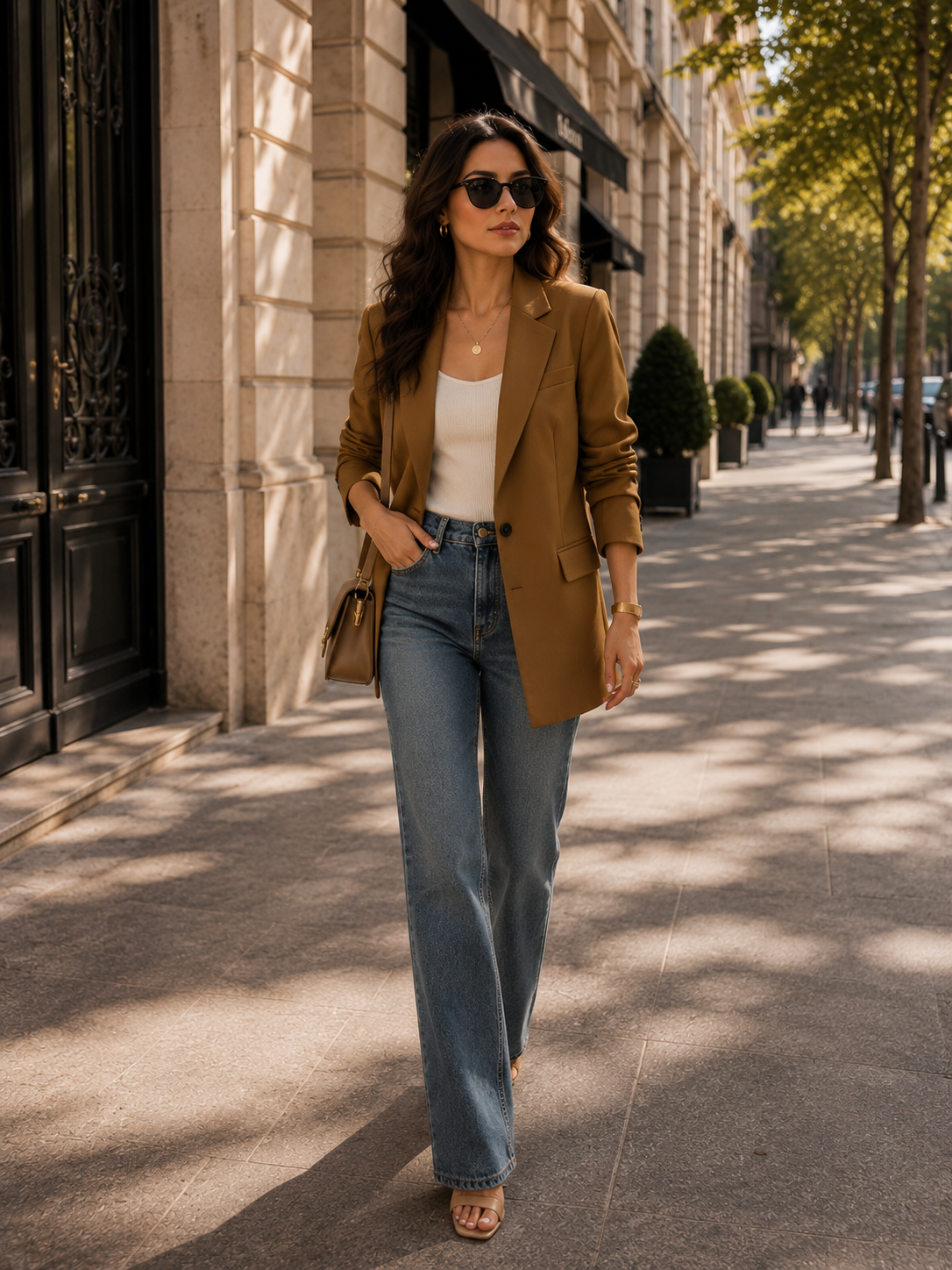 Blazer fendu élégant avec épaulettes