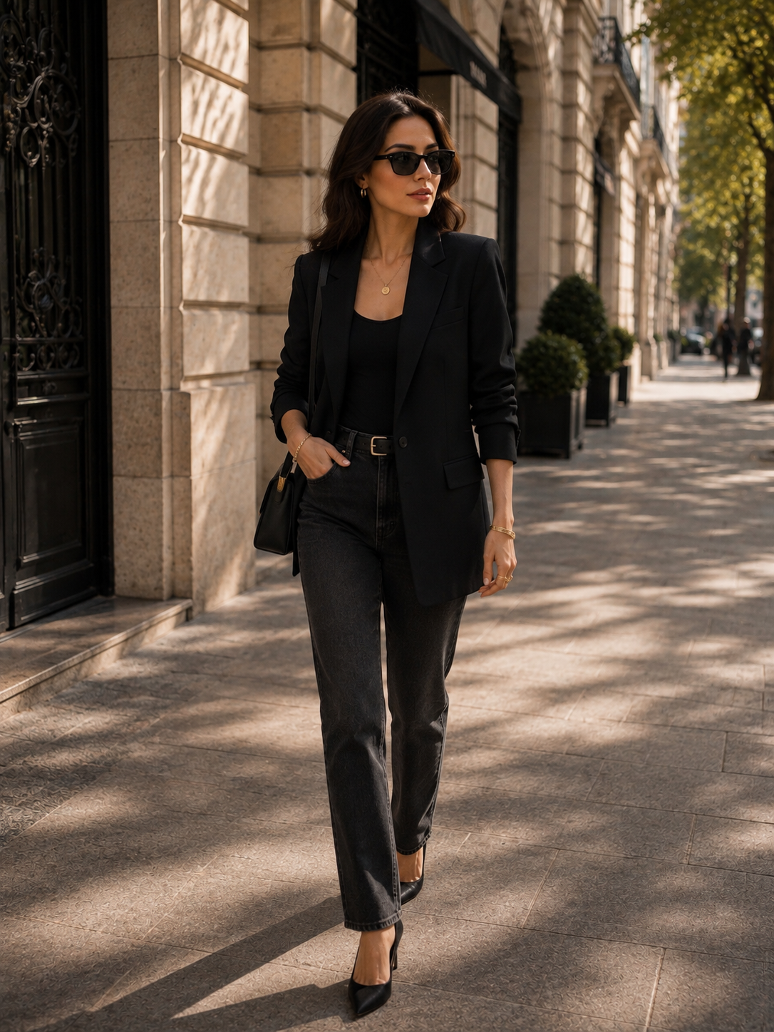 Blazer fendu élégant avec épaulettes