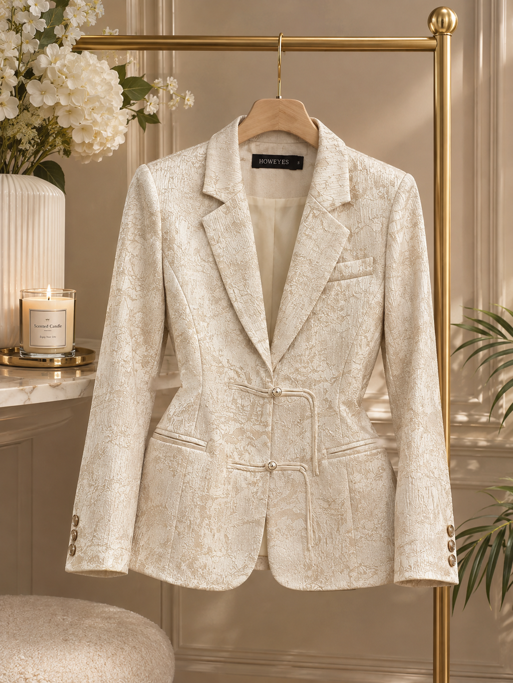Blazer jacquard style chinois