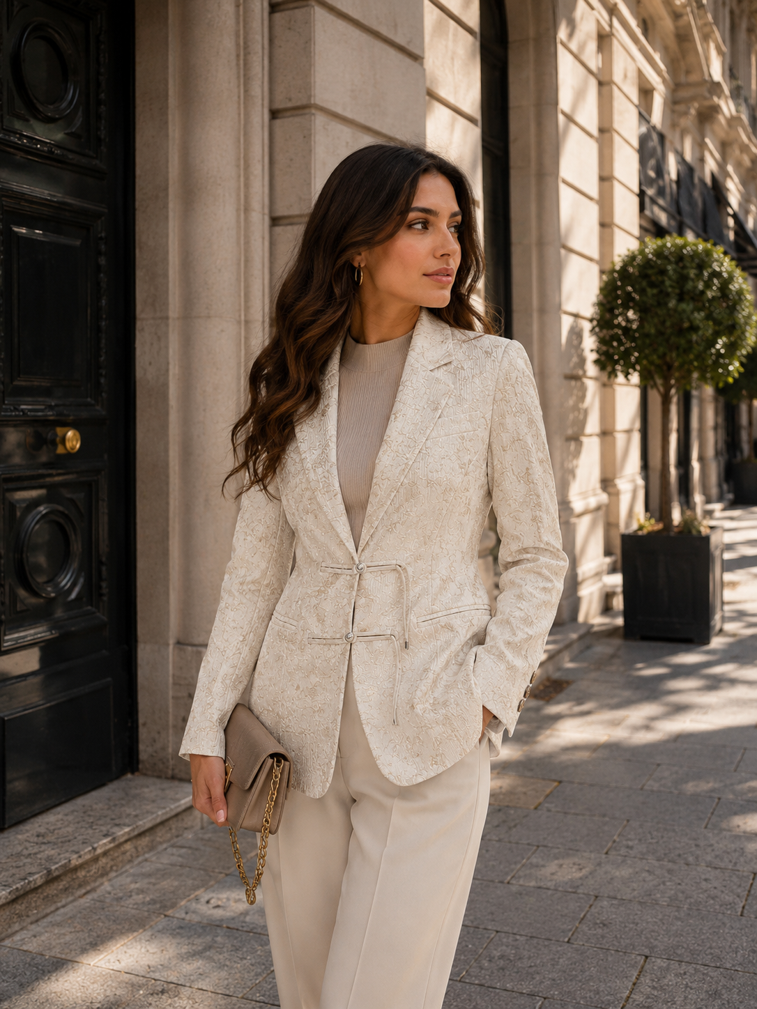 Blazer jacquard style chinois