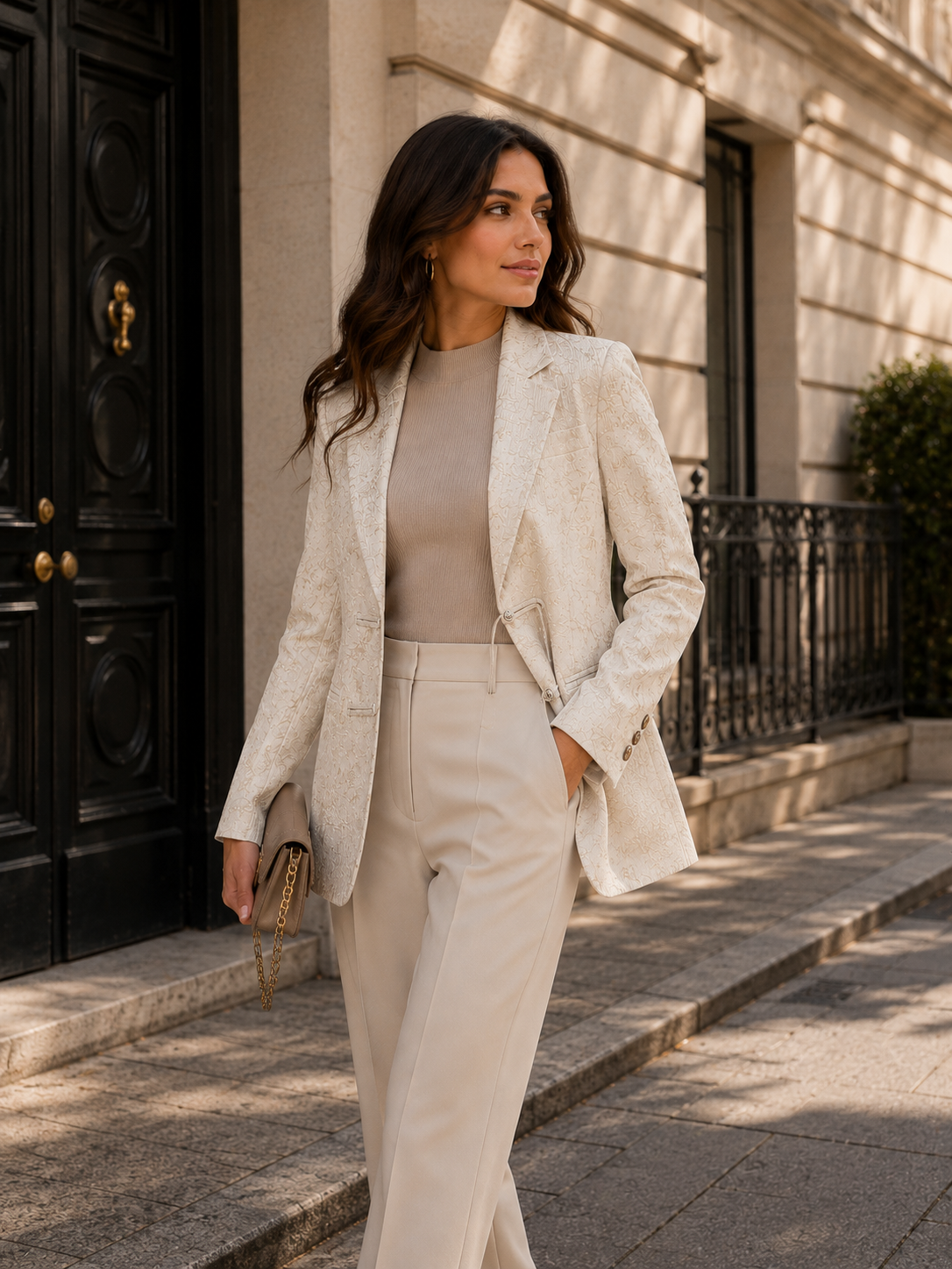 Blazer jacquard style chinois