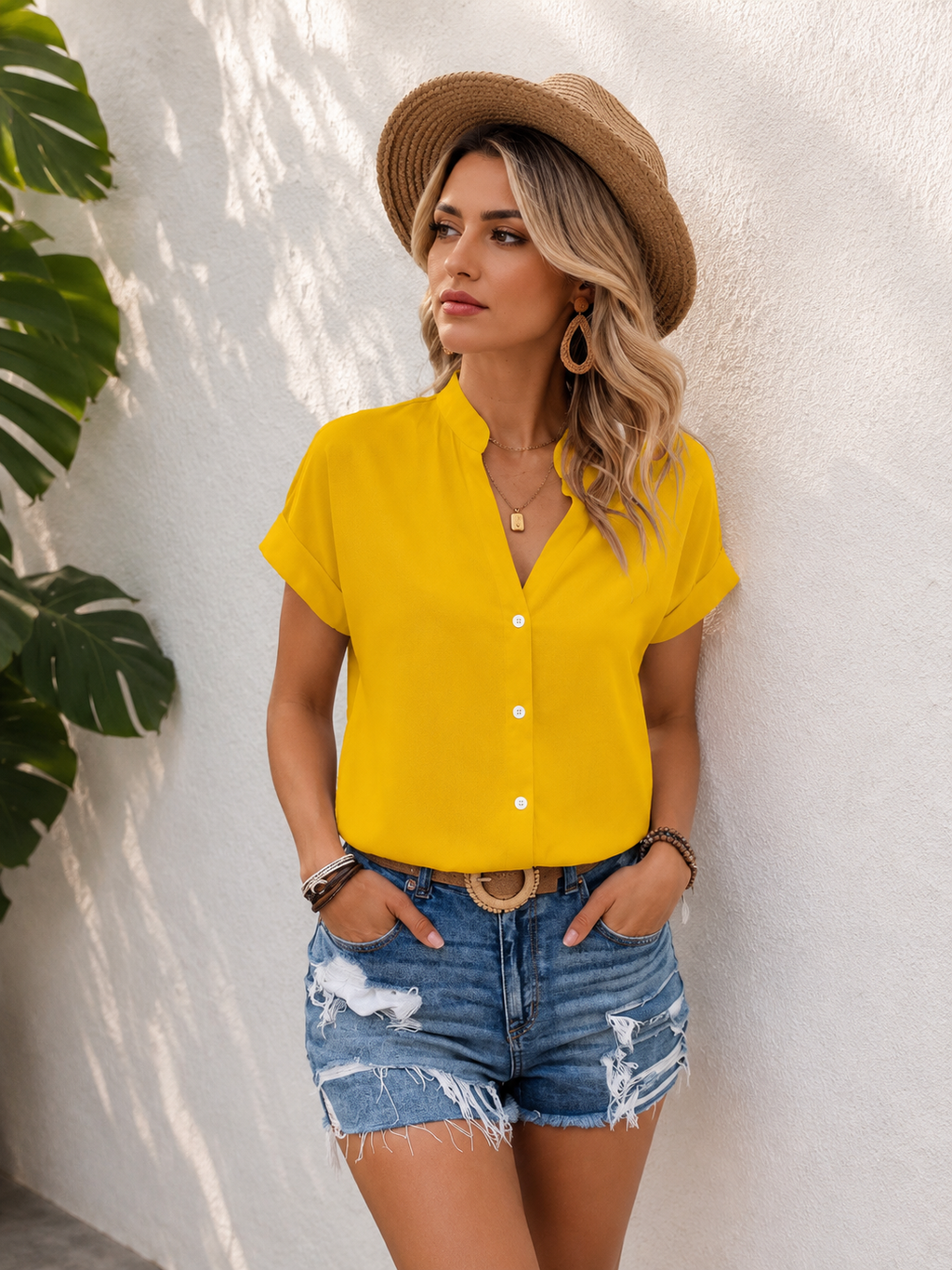 Chemise col V