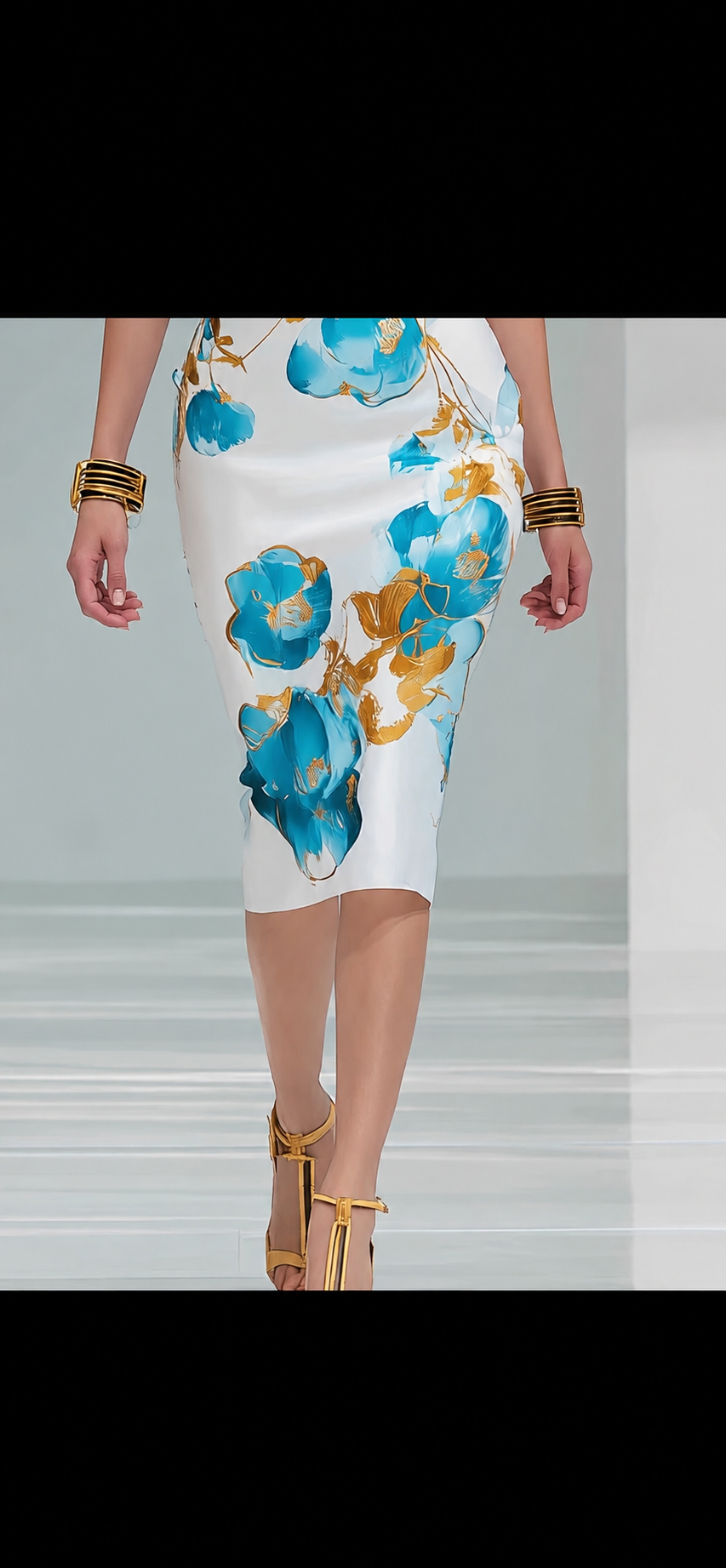 Robe midi fleurie bleu ciel – Élégante & féminine