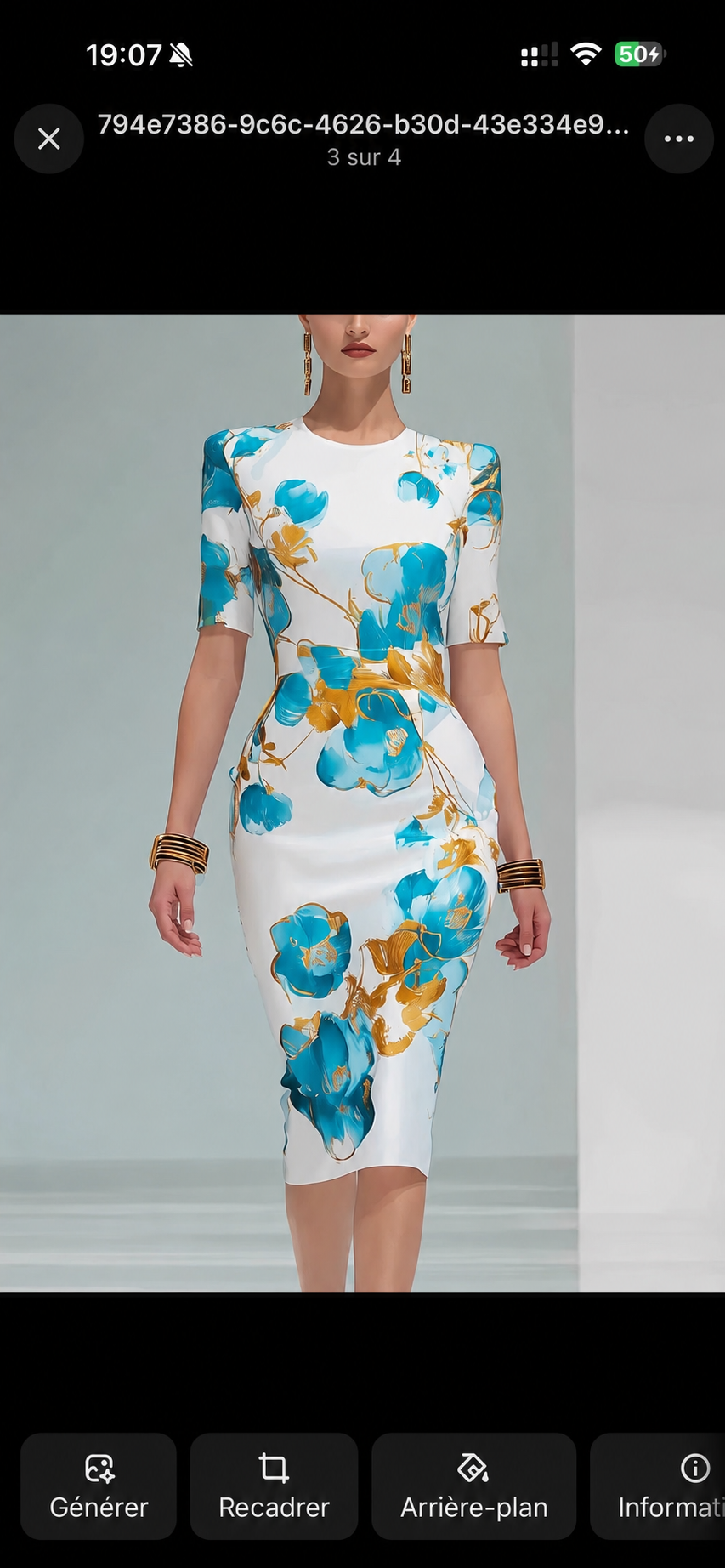 Robe midi fleurie bleu ciel – Élégante & féminine